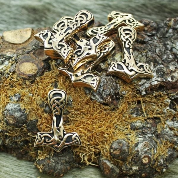 Bronze Interlace Thors Hammer Pendant