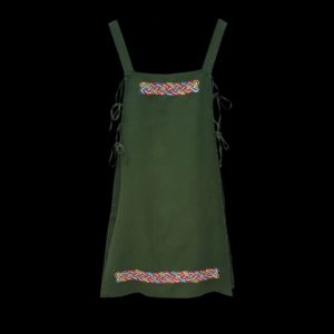 Handmade Green Linen Embroidered Women's Viking Hangerock Apron