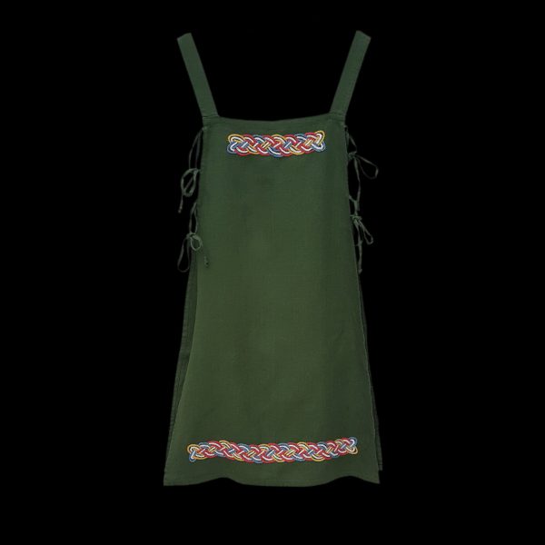 Handmade Green Linen Embroidered Women's Viking Hangerock Apron